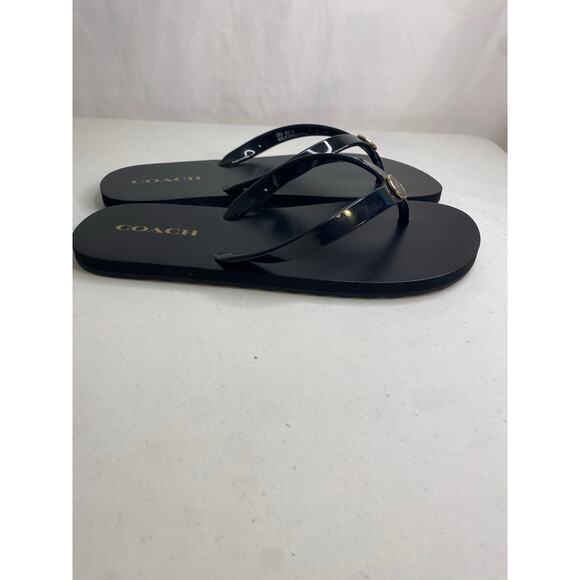 Womens Coach Zayn Black Flip Flop Sandals Size Large 9 10 Rubber Coated - Picture 6 of 14